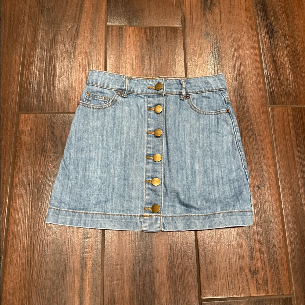 Denim Button-Front Skirt